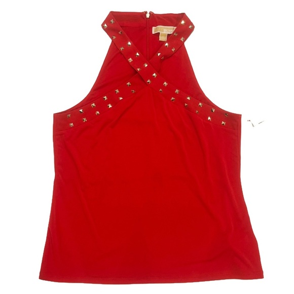 Michael Kors Red Studded Halter Top - Picture 2 of 6